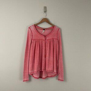 Free People We The Free Kai Thermal Henley Babydoll Top Size XS